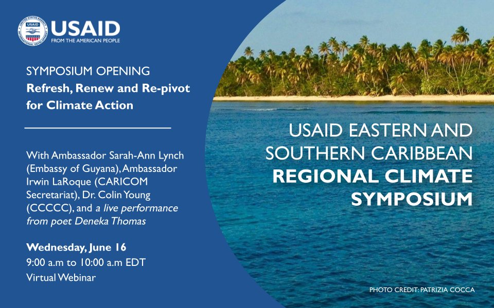 UWITv's tweet photo. NOW LIVE: #USAID Symposium Opening: Refresh, Renew, and Re-pivot for Climate Action. Watch on https://t.co/luMYSBWCrN or https://t.co/Hw2TFOBt9H. Or, to have your say, register at: https://t.co/DE9XO39sCy or watch live #neighborspartnersfriends #ESCclimate @usaidescarib https://t.co/xmH3spNESD