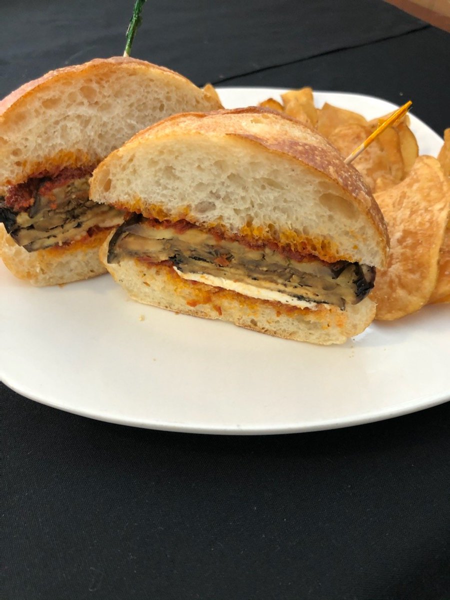 simplefaremed's tweet photo. Try our latest featured item: Grilled Eggplant!

Grilled Eggplant, Fresh Mozzarella and Sundried Tomato Pesto on Ciabatta

Served with Choice of Chips or Fries https://t.co/hhUKqe6Tky https://t.co/KaZBFxNwdM