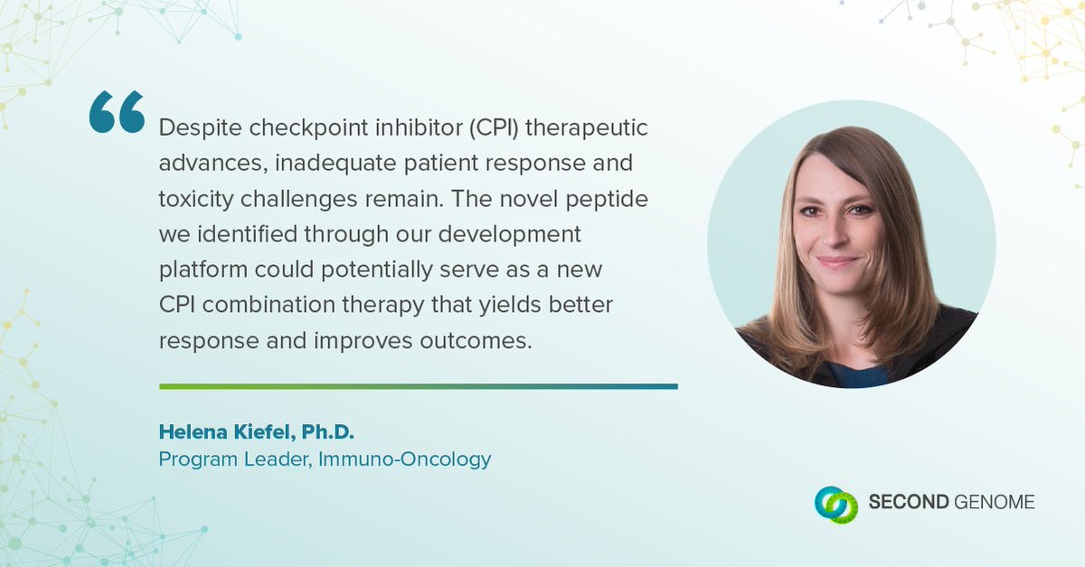 SecondGenome's tweet photo. We are advancing our #immunooncology precision therapeutics pipeline to turn #checkpointinhibitor non-responders to responders. We look forward to presenting our progress at the Next Gen Immuno-Oncology Virtual Congress on June 30. Learn more: https://t.co/JKk9h7dtol https://t.co/GjEdtZXvNd