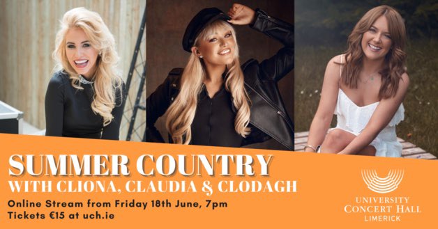 Such a fantastic gig coming up!! Available to stream from FRIDAY! 🥰
Link below for tickets 🥳🥂 <a href="/UCHLimerick/">University Concert Hall</a> 
#claudiabuckley 
<a href="/ClodaghLawlor/">Clodagh Lawlor</a> 

Tickets > bit.ly/3grgWxI