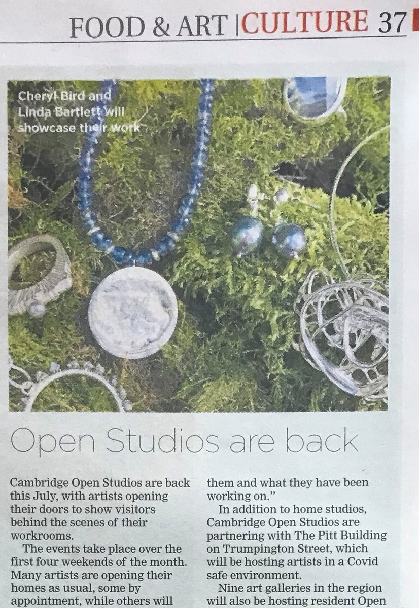 CamOpenStudios's tweet photo. Always exciting to Cambridge Open Studios in the paper - it means it's nearly time for #cosart2021 thanks @CambridgeIndy - pick up your copy today! https://t.co/SRqCOtub1D