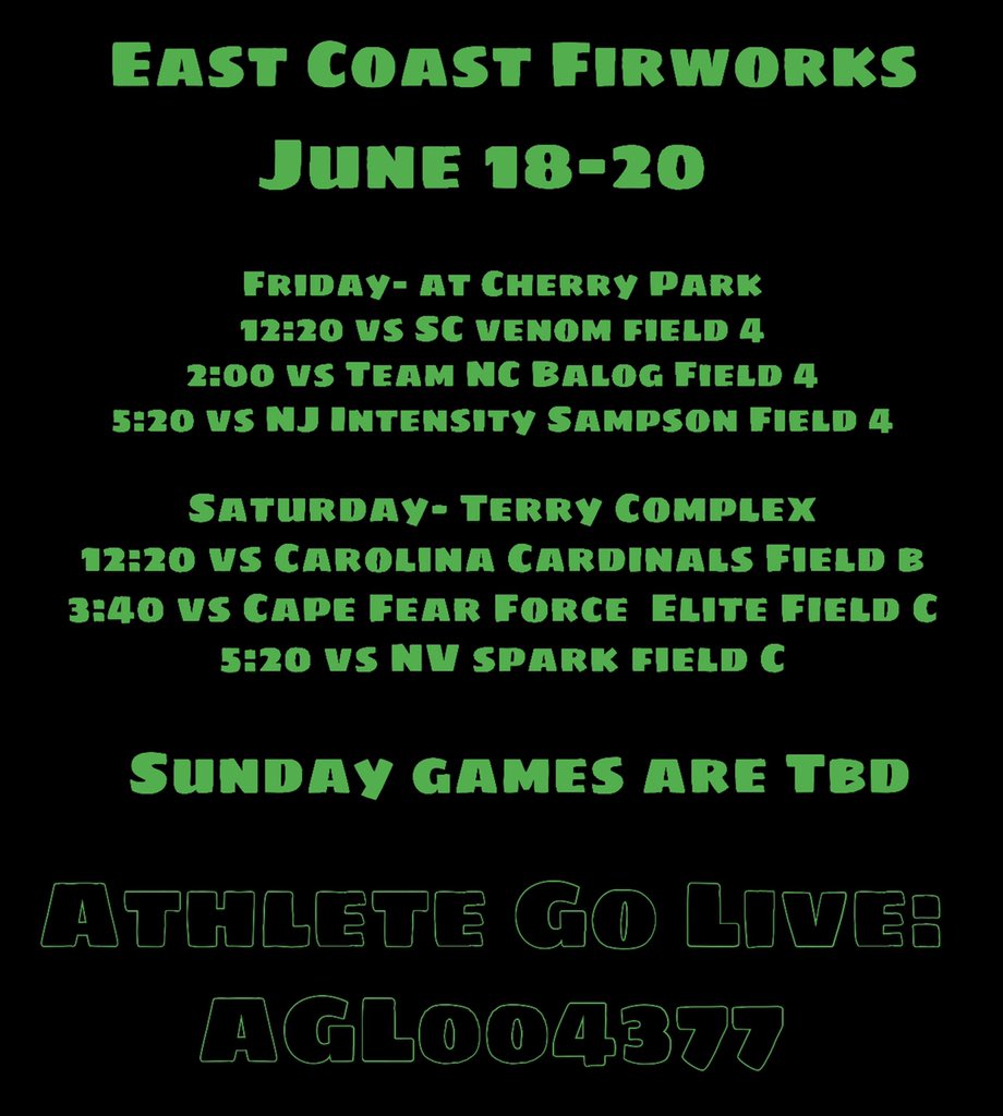 Back for round two of the summer season with East Coast Fireworks in Rock Hill, SC. Can’t wait! <a href="/DelawareCobras/">Delaware Cobras Fury</a> <a href="/nicolethomas110/">Nikki Thomas</a>