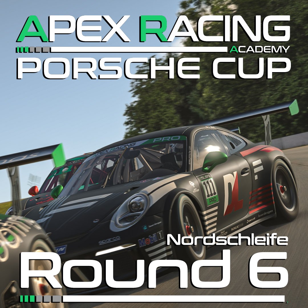 🟢ARA Porsche Cup Championship🟢

The <a href="/apexracingac/">Apex Racing Academy</a> Porsche Cup Championship returns tonight for Round 6 at Nordschleife

Live stream on our <a href="/ApexRacingTV/">Apex Racing TV</a> YouTube and Twitch Channels from 19:00 GMT

YouTube - youtube.com/watch?v=0Nz81g…
Twitch - twitch.tv/apexracingtv

#porschecup