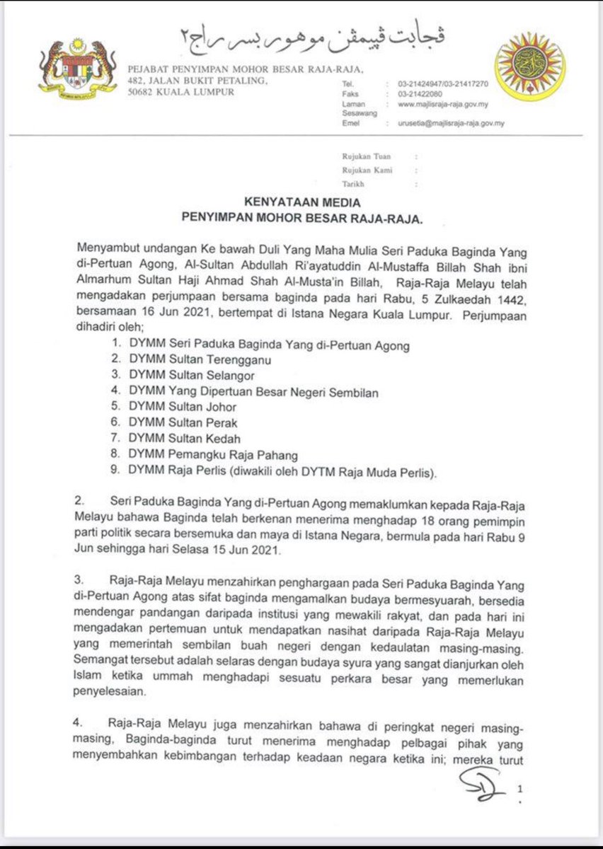 Melissa Goh On Twitter Here S The List Of Issues Concerns Noted By Malay Rulers Who Unanimously Stressed The Importance To Uphold Sanctity Of The Royal Institution That S Independent Above Politics And