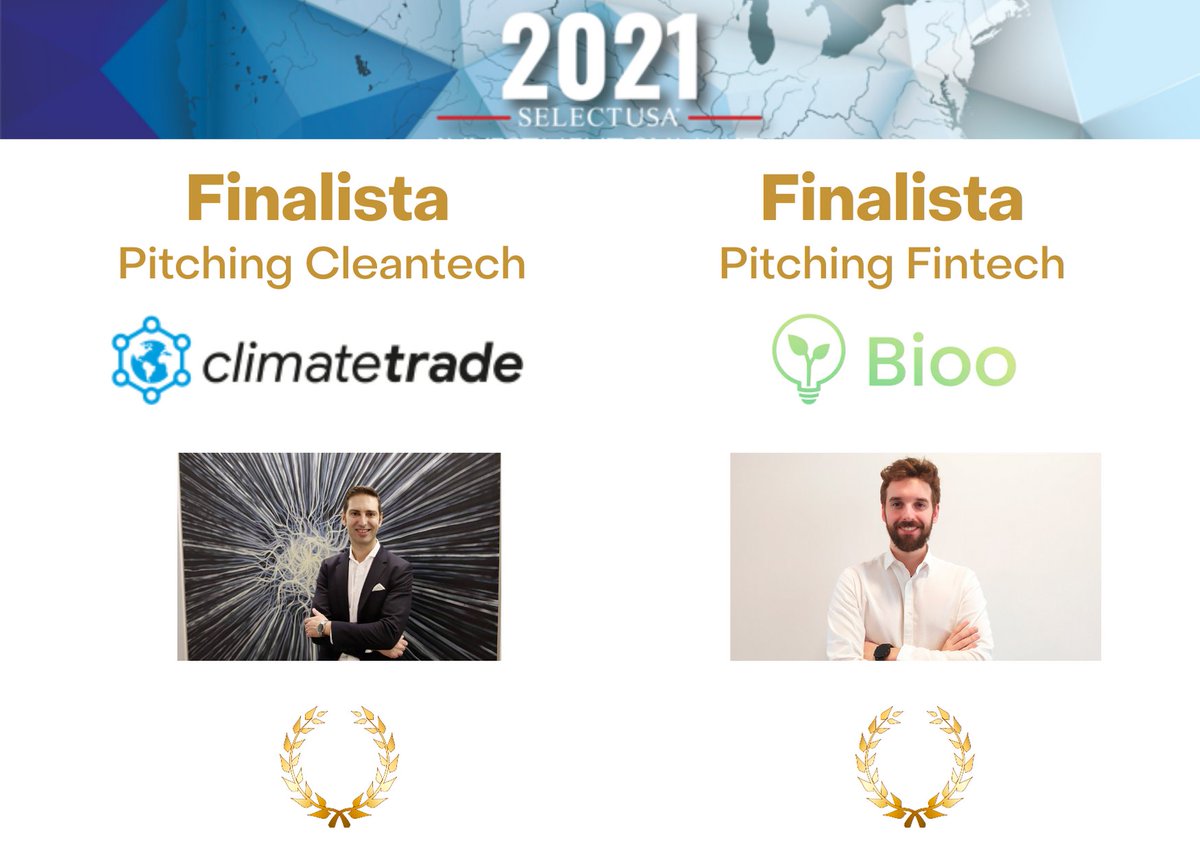 USembassyMadrid's tweet photo. ÂĄEnhorabuena @ClimateTrade y @BiooOfficial, las dos startups espaÃąolas finalistas en las sesiones de Pitching de los sectores #Cleantech y #Fintech en el #SelectUSATech del foro anual de inversiÃģn #SelectUSASummit dedicado a empresas extranjeras que quieren invertir en EEUU! https://t.co/yxK6sxqKAp