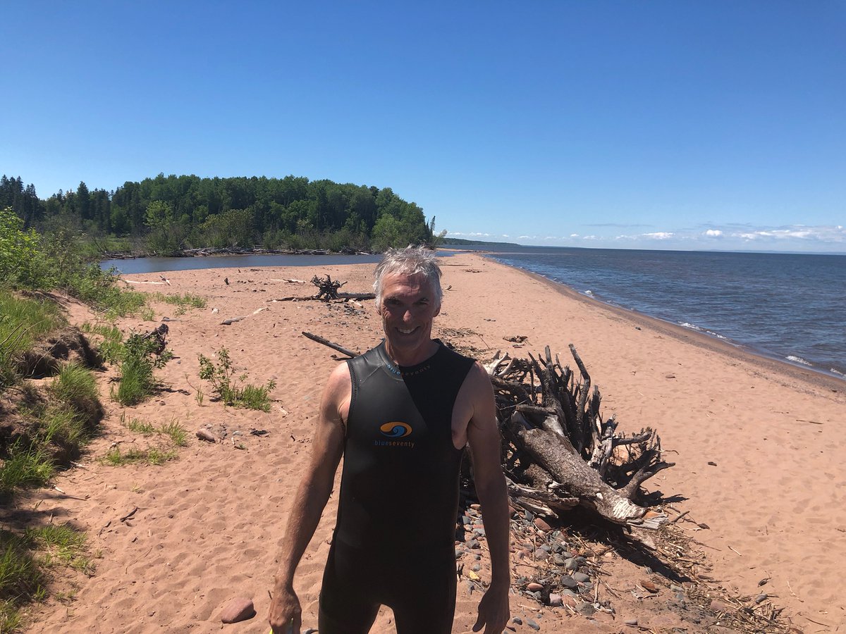 Atkinson_Jay's tweet photo. Mountain bike ride along the Brule river in Wisconsin then a swim downriver from above the mouth of the river into Lake Superior.  Pretty exciting as the Brule was moving fast &amp; the wind will carry you down lake swiftly if you don't angle right in the channel &amp; go upwind. https://t.co/PEstE4ebBU