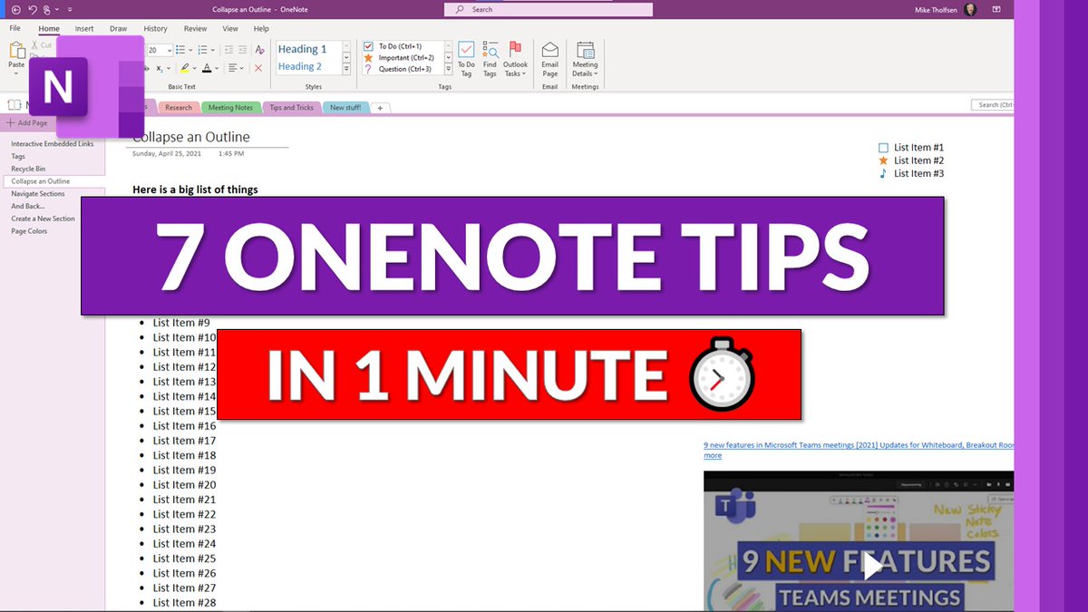 mtholfsen's tweet photo. A quick tutorial video showing 7 #OneNote tips and tricks in 1 minute⏱ Check out some micro-learning to become more efficient and productive using @msonenote 💜

YouTube 📺 https://t.co/iIh8Z7VQXr

#edtech #MIEExpert #MicrosoftEDU https://t.co/h0iRB7MBWN