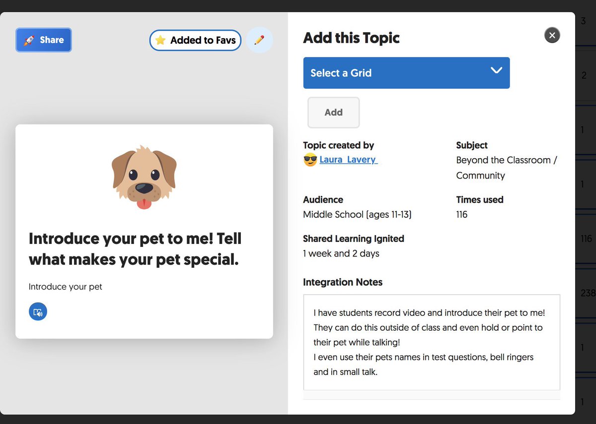technologylaura's tweet photo. I started to use @Flipgrid in 2017 to promote student voice by having students practice Spanish. 

This #edtech resource has now been SUPER beneficial to involve families &amp; other stakeholders in our classroom 🐶👵

P.S. My favorite was meeting their pet/stuffy! #FlipgridForAll https://t.co/LpSV8Daq37