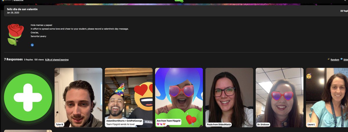 technologylaura's tweet photo. I started to use @Flipgrid in 2017 to promote student voice by having students practice Spanish. 

This #edtech resource has now been SUPER beneficial to involve families &amp; other stakeholders in our classroom 🐶👵

P.S. My favorite was meeting their pet/stuffy! #FlipgridForAll https://t.co/LpSV8Daq37