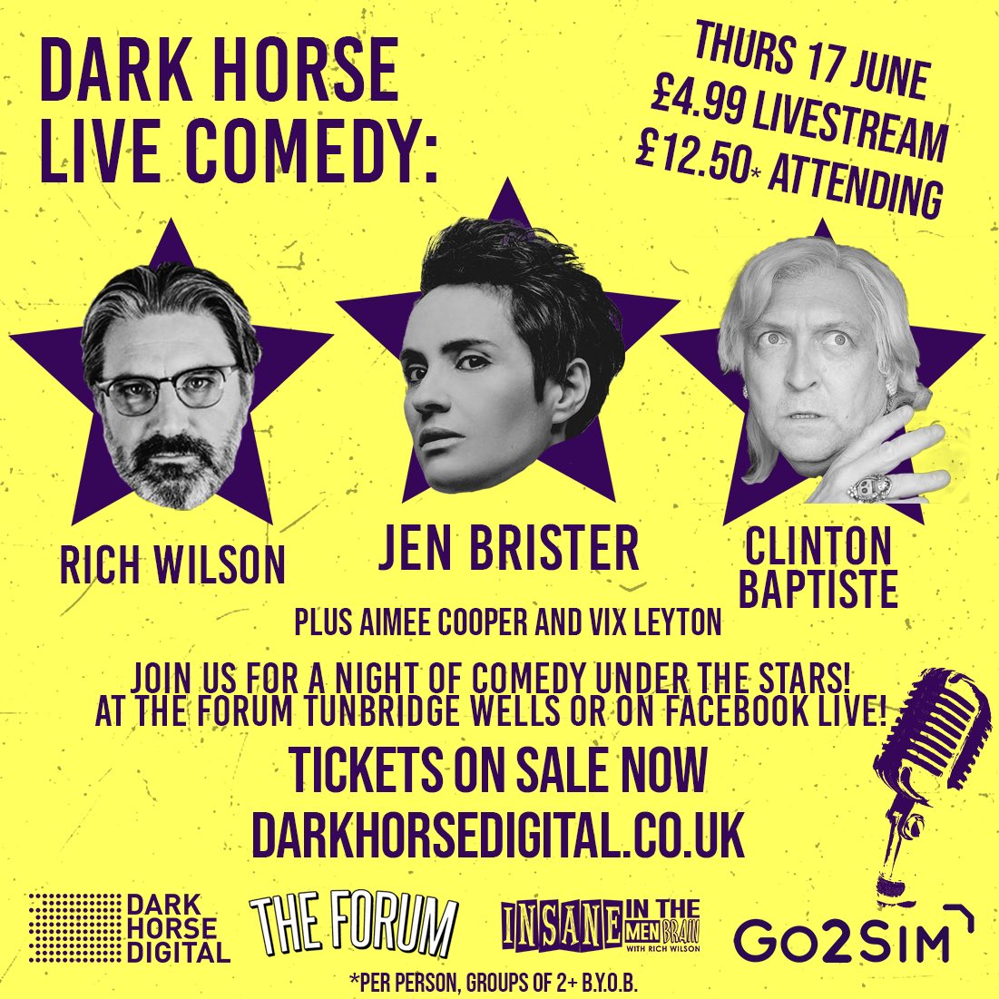 1 day to go! Weather looking fine for our garden show. Watch and interact on Facebook Live. A few IRL tix left too. TOMORROW @JenBrister <a href="/realclintonb/">Clinton Baptiste</a> @IamRichWilson @aimeecooperform <a href="/PRVix/">Victoria Jayne</a> <a href="/twforum/">tunbridgewellsforum</a>. Ticket on sale now (FB Live &amp; in person) darkhorsedigital.co.uk