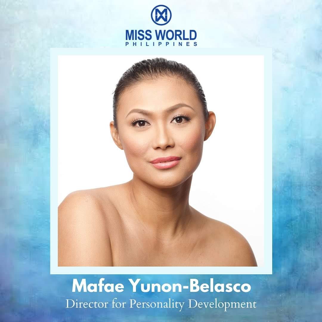 LOOK: Mafae Yunon-Belasco, who finished in the Top 5 in the 2003 .<a href="/MissWorldLtd/">Miss World</a> pageant, is named Director for Personality Development of the #MissWorldPhilippines organization. The motivational speaker is married to former pro cager Nic Belasco. .<a href="/inquirerdotnet/">Inquirer</a>