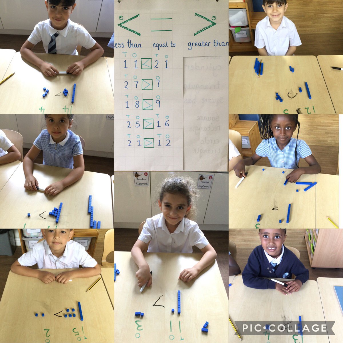 Today we worked as a team and compared two digit numbers to 30 using our greater than, less than and equal to symbols. We made the numbers with dienes to help us compare #smithdownmaths