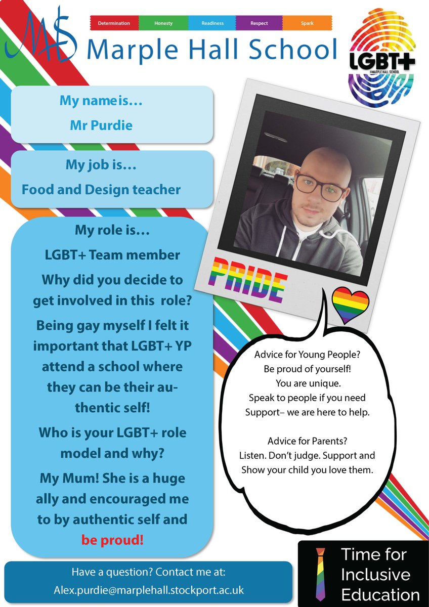 Our amazing LGBT+ team at school have made bios about themselves, including their advice for young people and parents. Check out the first few here, as well as on our website! #PrideMonth2021 <a href="/tiecampaign/">TIE</a> 🏳️‍🌈🏳️‍🌈🏳️‍🌈