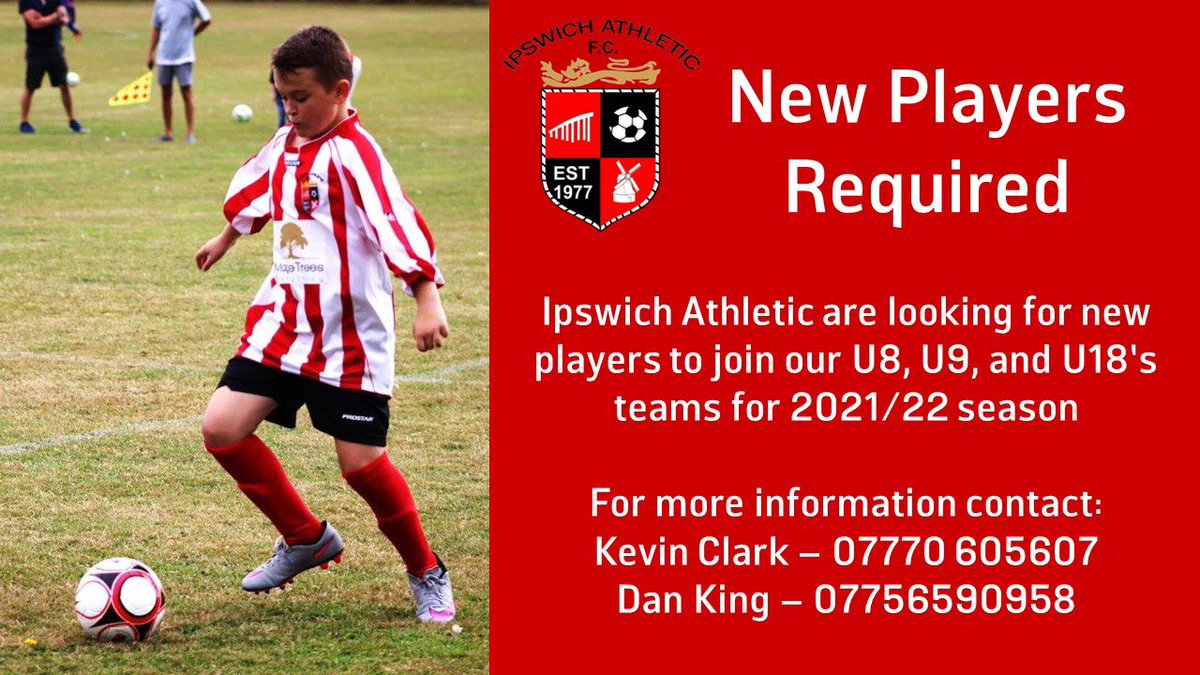 IpsAthYouth_FC's tweet photo. Our club is looking for new players at U8, U9, and U18 age ranges. If you know anyone who would be interested please share @SuffolkFA https://t.co/qvBmnnqxtt