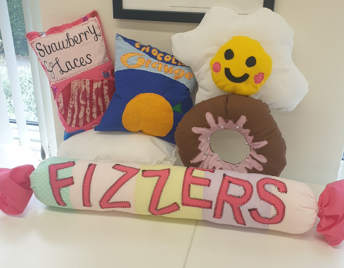 A fantastic array of tasty looking snack cushions finished by year 9 this week! 
#designtechnology #STEM #textilestechnology #textiles #ks3dt