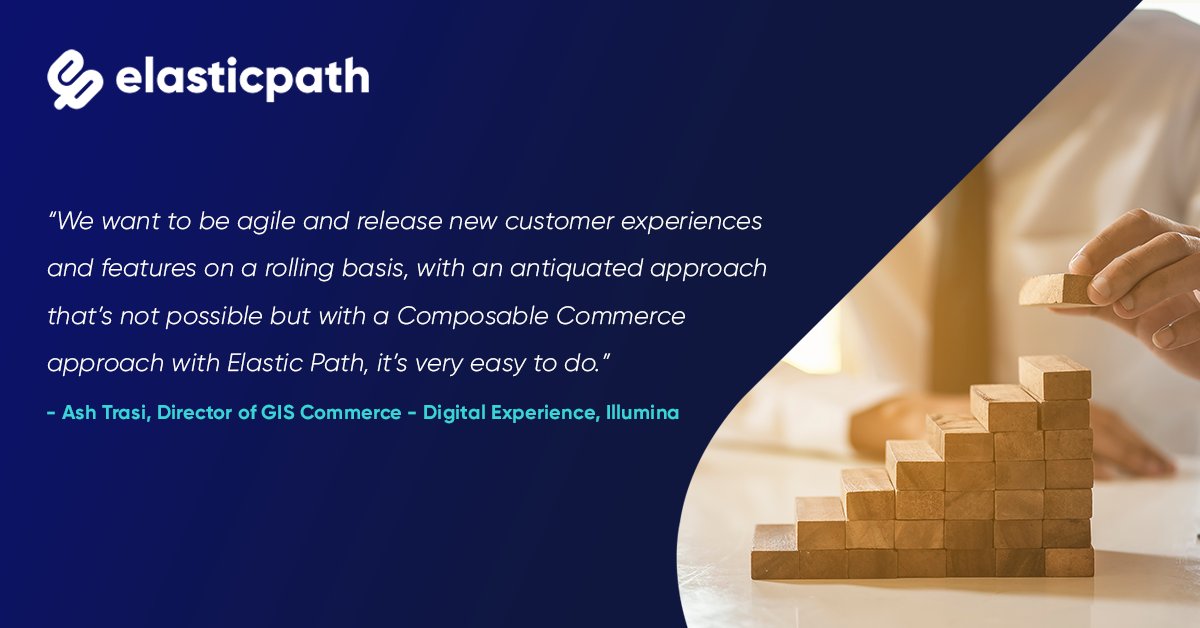 elasticpath's tweet photo. Shoutout to our customer, @illumina for a successful launch. They completed their replatform to Elastic Path, and now their team can bring their digital commerce vision to life. https://t.co/E6jT1z1riJ

#ComposableCommerce https://t.co/dvJ3pJv4Kv