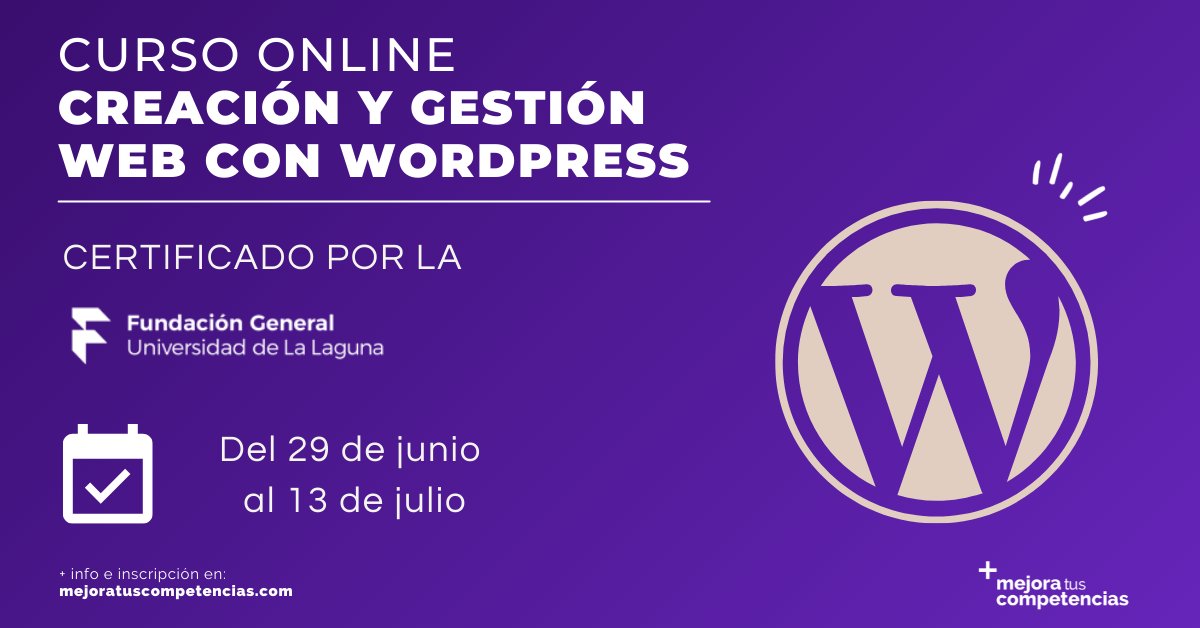 💻 Si vas a empezar un negocio y necesitas una web, ¿qué hay mejor que formarte con los mejores?
👁️‍🗨️ Échale un ojo a este curso en el que aprenderás a crear y gestionar tu web con #Wordpress. 

Toda la información aquí ➡️ sede.fg.ull.es/es/curso/detal…