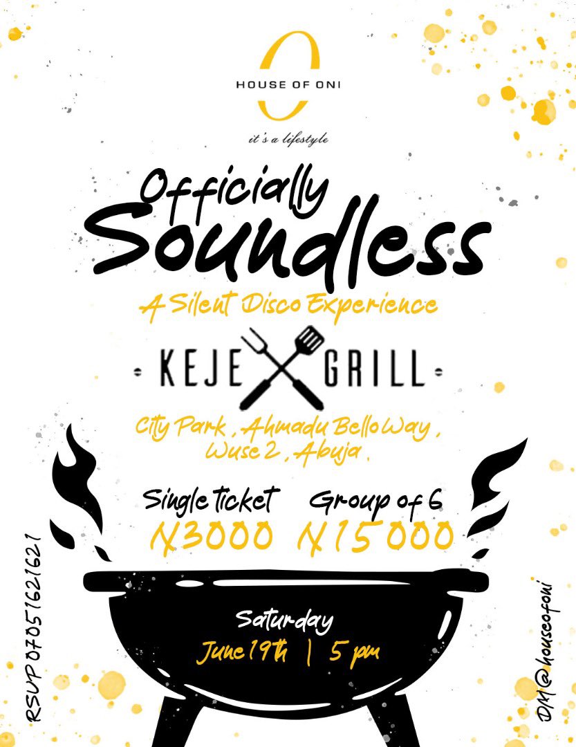 nkayokwudiri's tweet photo. #AbujaTwitterCommunity get your groove on Cos on Saturday we party soundless.
Check flyers to book your headset and send proof of payment to @Houseofoni
#OfficiallySoundless https://t.co/yA5rUDjoQy