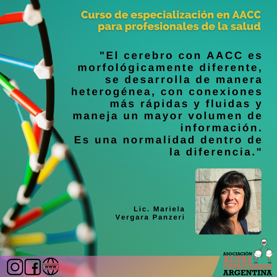 Palabras de la Lic. Mariela Vergara Panzeri, en la segunda clase del "Curso de especialización en AACC para profesionales de la salud" . La AACArg agradece su excelente disertación en la primera capacitación sobre la temática para el área de Salud en  Argentina. #altascapacidades