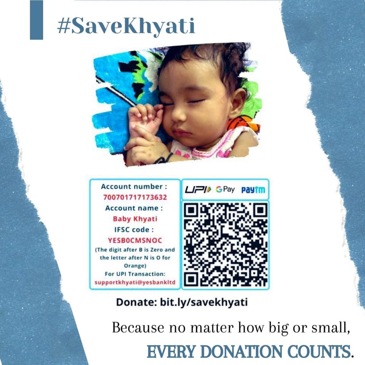 HelpKhyati's tweet image. #Khyati को हमारी जरूरत है। हमारे थोड़े सहयोग से हम उसकी जान बचा सकते है। आइए मिलकर सहयोग करे।

लिंक - impactguru.com/fundraiser/hel…

@AdityaDubey2003 @AmanBanka00

#SaveKhyati #DonateForKhyati