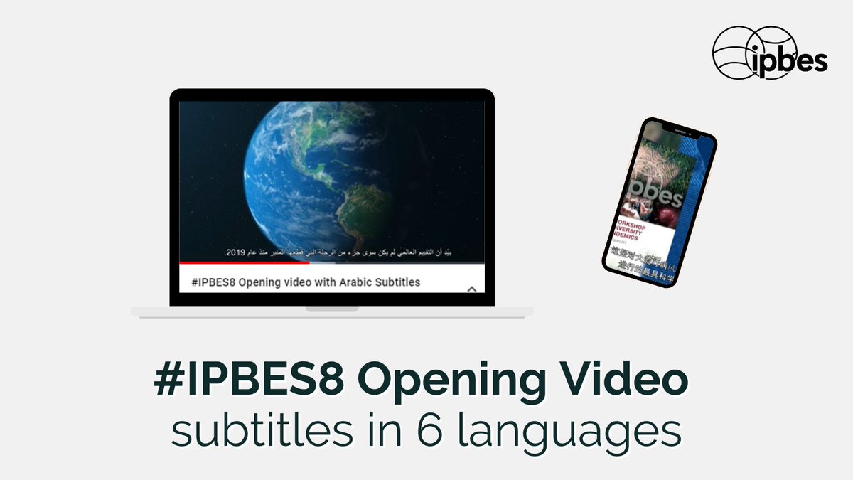 ipbes (@ipbes) on Twitter photo Watch the opening video of #IPBES8, highlighting challenges, achievements & progress of <a href="/IPBES/">ipbes</a> since the last Plenary Session in May 2019
The video is now available w/ subtitles in 6 languages:
🟢English
🟣Spanish
🟡French
🟤Arabic
🔵Chinese
🟠Russian
👉youtube.com/playlist?list=… Watch the opening video of #IPBES8, highlighting challenges, achievements & progress of <a href="/IPBES/">ipbes</a> since the last Plenary Session in May 2019
The video is now available w/ subtitles in 6 languages:
🟢English
🟣Spanish
🟡French
🟤Arabic
🔵Chinese
🟠Russian
👉youtube.com/playlist?list=…