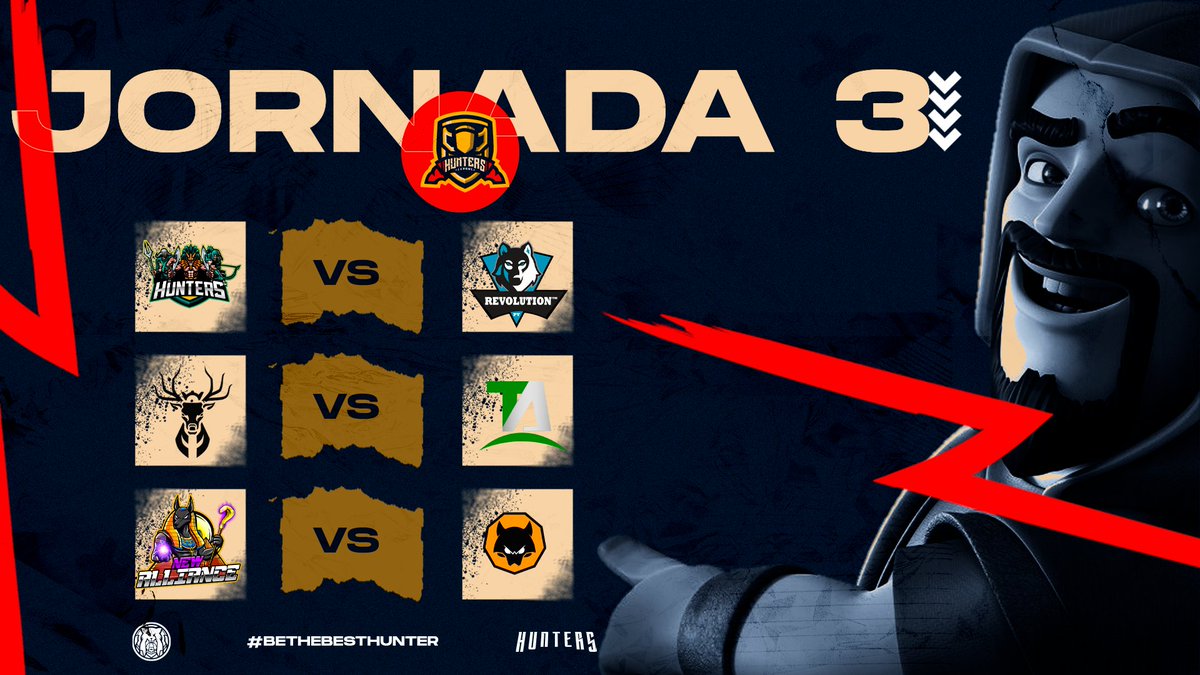 KharMA (@davidrodrguez__) on Twitter photo #ClashRoyale👑 | MATCHDAY
Seguimos con la 3ra Jornada con el Grupo C.
⚔| @HuntersOF_ 🆚️ <a href="/RevolutionPy/">Revolution™ PY</a>
⏰| 16:00🇲🇽
⚔| @RoyaleDeersGG 🆚️ @TeamAsgard_GG
⏰| 18:00🇲🇽
⚔| <a href="/NewAlliance_GG/">New Alliance</a> 🆚️ @Wolves_GamingGG
⏰| 21:00🇲🇽
🔺️ ¿Quienes Lograran Ganar?
#BeTheBestHunters #ClashRoyale👑 | MATCHDAY
Seguimos con la 3ra Jornada con el Grupo C.
⚔| @HuntersOF_ 🆚️ <a href="/RevolutionPy/">Revolution™ PY</a>
⏰| 16:00🇲🇽
⚔| @RoyaleDeersGG 🆚️ @TeamAsgard_GG
⏰| 18:00🇲🇽
⚔| <a href="/NewAlliance_GG/">New Alliance</a> 🆚️ @Wolves_GamingGG
⏰| 21:00🇲🇽
🔺️ ¿Quienes Lograran Ganar?
#BeTheBestHunters