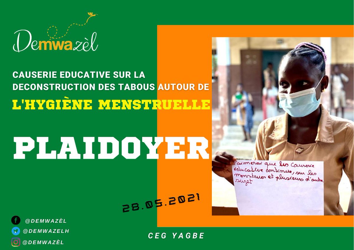 L'impact des causeries éducatives dans les collèges est énorme. 
Les ♂️ et les ♀️:
✅ partagent et reçoivent les informations pour une prise de décision libre🔊.  

Ainsi, les élèves du Ceg Yagbé 🇧🇯 veulent: 

✅  ++ de causeries
✅ ++  d'espaces de 🔊👭, de causeries pour + 📈