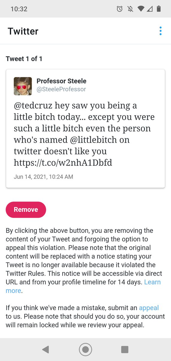 SteeleProfessor's tweet photo. I got suspended for calling Ted Cruz a little bitch... https://t.co/1L3tAtX4Un