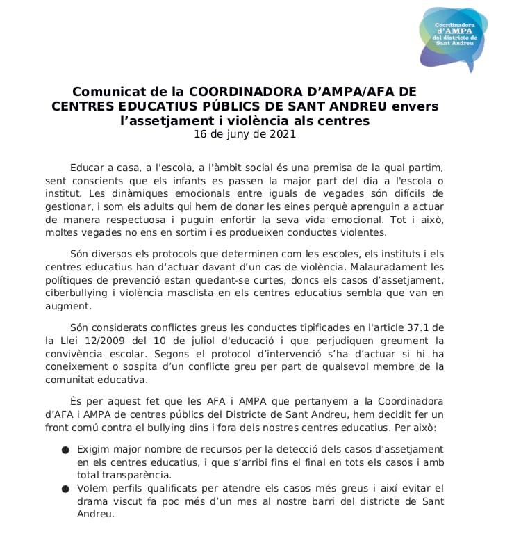 Coordinadora d'AFA’s de Sant Andreu tweet media