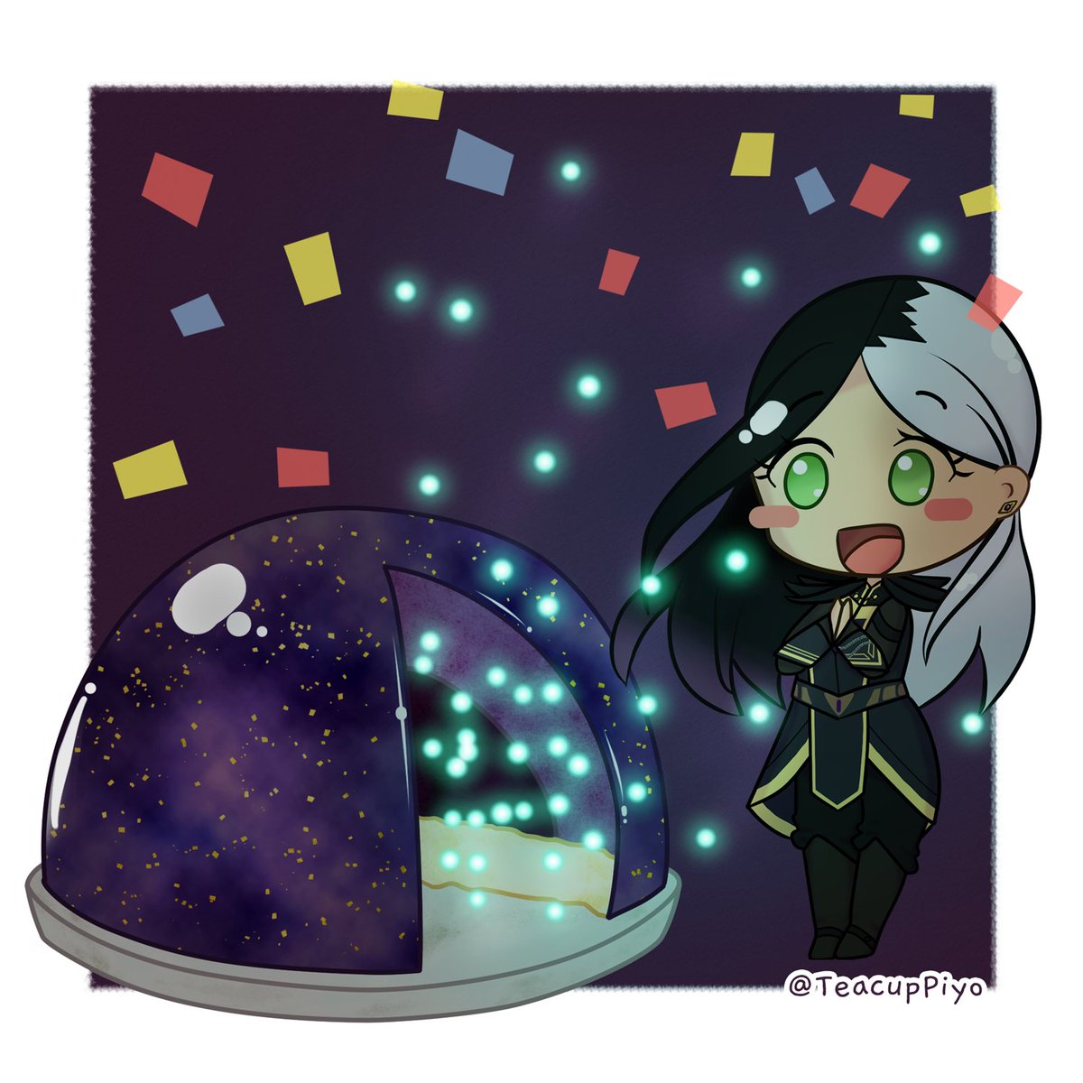 TeacupPiyo's tweet photo. Happy Birthday to the bubbliest Dark Mage, Claudia! 💜☕🎂

I'm pretty sure a surprise mousse cake with magical wisps inside wouldn't hold itself up, but... impossible is just another kind of possible!

#thedragonprince #tdpart #tdpclaudia #tdp_claudia_BD2021 https://t.co/tUmemmXWg1
