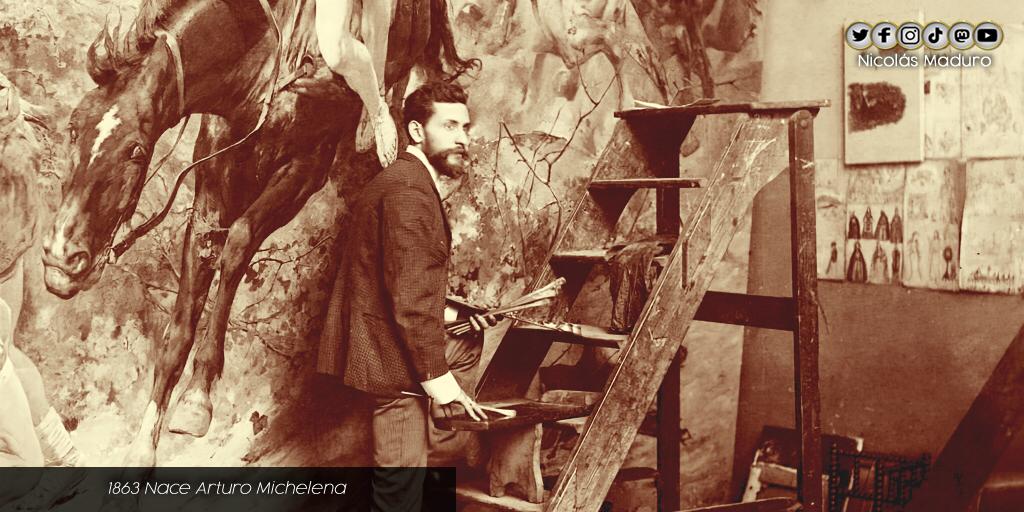 El pueblo venezolano honra la memoria del pintor que plasmó la gallardía de los llaneros, la fuerza imponente del Padre Bolívar y otros héroes de la Patria, a través de sus obras. A 158 años de su natalicio, celebramos la vida del gran maestro Arturo Michelena.