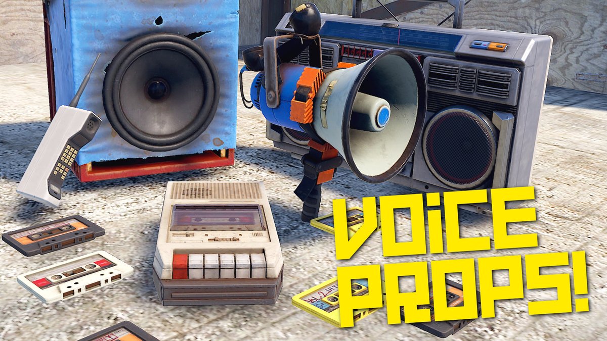 WelcomeIsles's tweet photo. Forthcoming Rust DLC round-up from 
@Shadow_frax - new pack to include megaphones, boom boxes, disco floors, cell phones, tape recorders and more! https://t.co/hJUJzuXocz https://t.co/0ki8nWoEb7