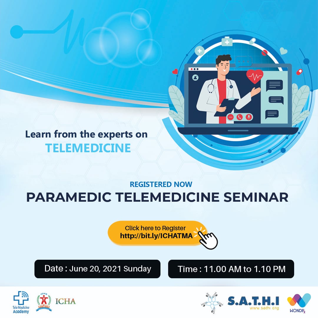 icha01126's tweet photo. Click here to register and view the details of the program:
https://t.co/PZYZ6khS9B
We invite you to the Paramedical Telemedicine seminar scheduled on 20th June '21 (Sunday, 11:00AM to 1:10PM) https://t.co/fqbKo7XoeE 
Meeting ID : 842 0360 6596     
Passcode : ICHATMA3 https://t.co/L2ePX0voWI
