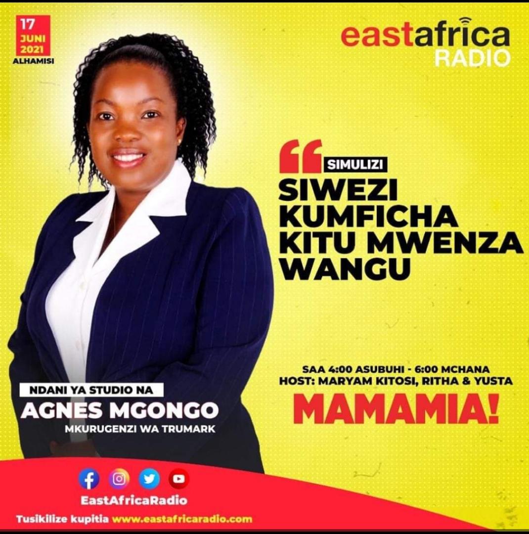 agnes_mgongo's tweet photo. Kwenye harakati zako za kutafuta maendeleo kuna mambo mengi sana. 
Kesho nitaongea... East Africa Television-EATV  kwenye kipindi cha  Mamamia.kuanzia saa 4 asubuhi.

#uwezeshajiwanawakekiuchumi 
#maishanamafanikio
#KaziIendelee 
#trumarktz 
#facilitator 
@eastafricatv https://t.co/IIP5LJdf74