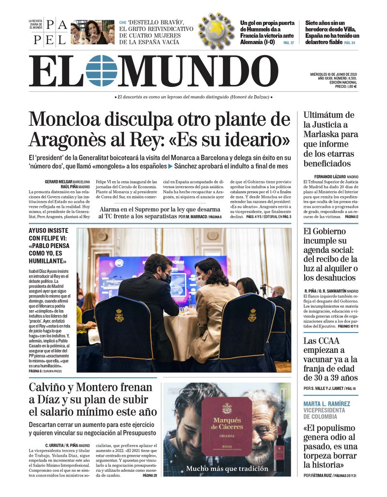 gabrielrufian's tweet photo. Por cierto. Ayer la Fiscalía Suiza encontró otra cuenta opaca del rey emérito.

Estas son las portadas de hoy. https://t.co/sdV83TPwiX