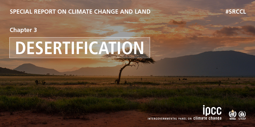 IPCC_CH's tweet photo. Desertification amplifies global warming through the release of CO2 linked with the decrease in vegetation cover. 
Find out more about desertification in the Special Report on Climate Change and Land #SRCCL 🚜 ➡️ https://t.co/zhaITAqAXt
#DeserticationAndDroughtDay https://t.co/FghXLnreiV