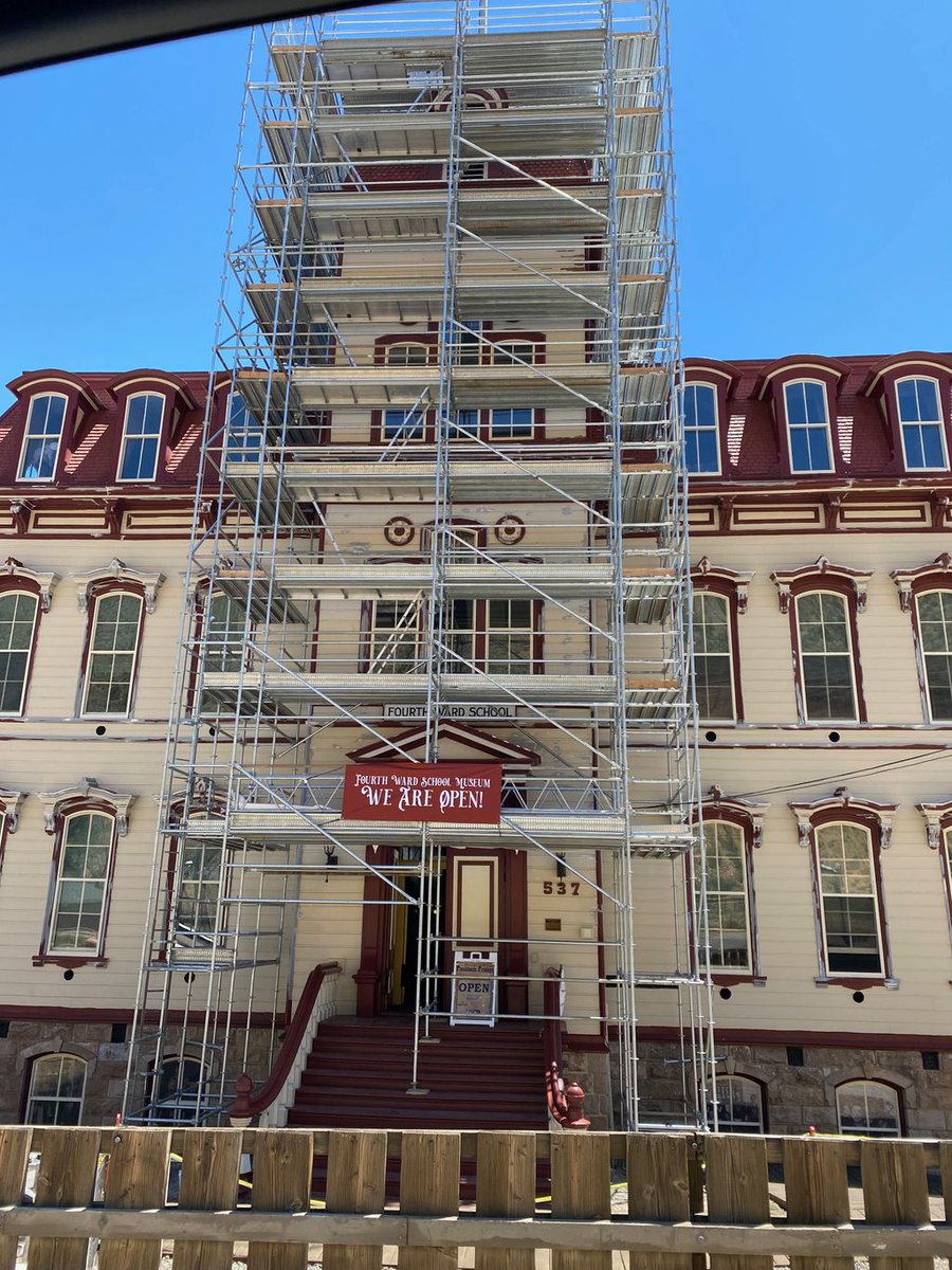 FWS's restoration is going well!  How about the impressive scaffolding? 
 Please DO NOT try to climb up it is dangerous and prohibited!
* Grant funding received from NV State CCHP the Nevada State, Commission for Cultural Centers, and Historic Preservation.