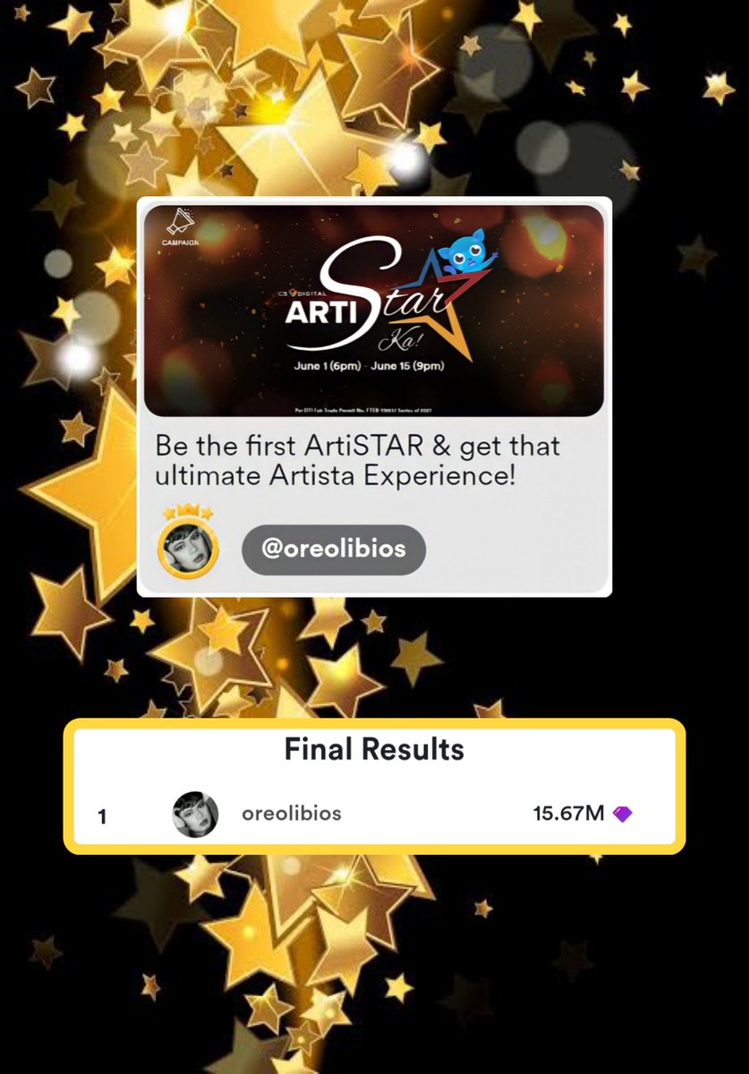 oreolibios's tweet photo. My ArtiStar Ka Campaign was a blast! It was really a close fight! Taos puso po akong nagpapasalamat sa lahat ng sumuporta 😘 We made it and congrats to all us! Sleepless nights and long hours of streams are paid off. Love you guys and thank you sobra 🤍
#Top1 #WeveWon #Grateful https://t.co/YC0nZH7Qtb