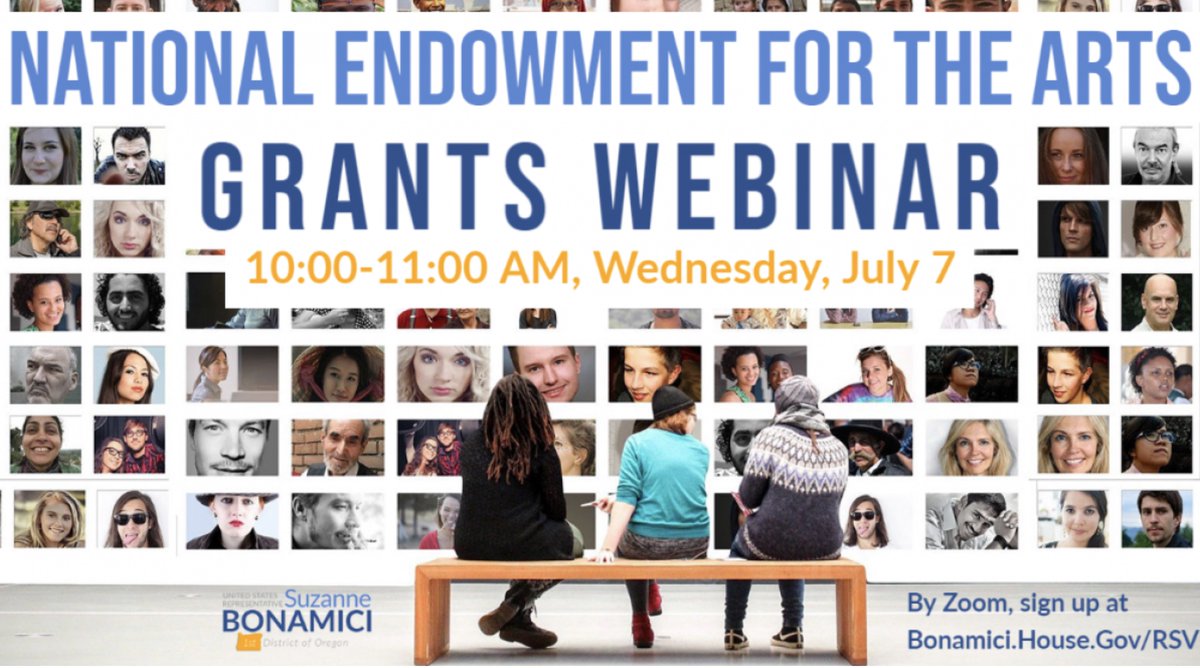 . <a href="/RepBonamici/">Suzanne Bonamici</a>  is hosting an informational webinar to help arts orgs access federal funding from the <a href="/NEAarts/">Nat'l Endow f/t Arts</a> on July 7!  bonamici.house.gov/RSVP