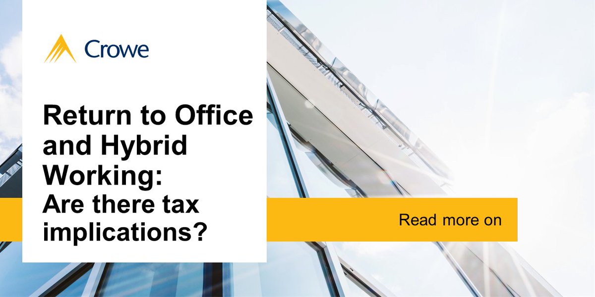 CroweUK's tweet photo. Are your staff starting to return to the workplace and/or continuing to work from home? Our latest insight sets out the #EmploymentTax considerations of new #hybrid working. https://t.co/Ta903AITkd https://t.co/2vfRi4tzFf