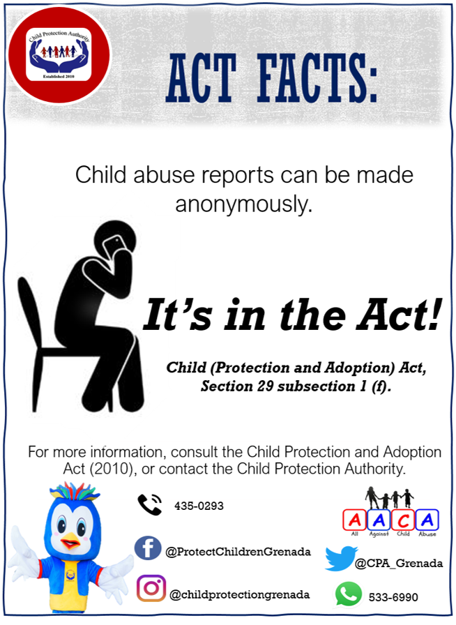 CPA_Grenada's tweet image. It’s OK to tell without disclosing who you are. Happy Act Facts Wednesday! ! #actfacts #childprotection  #themoreyouknow #protectchildrennow #protectourchildren #childrenarethefuture #getintheknow #IgnoranceofTheLawIsNotAnExcuse