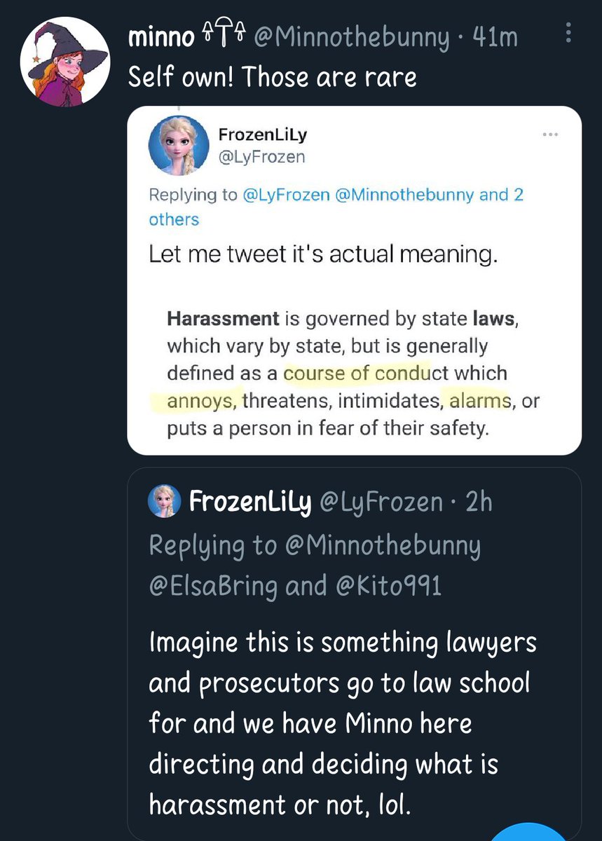 LyFrozen's tweet photo. @Kito991 @Minnothebunny @ElsaBring How in your head could you be that constructive criticism by a fan of your work would be seen by you as harassment. I hope you're hearing yourself. @Minnothebunny https://t.co/mZXd2kVcn4