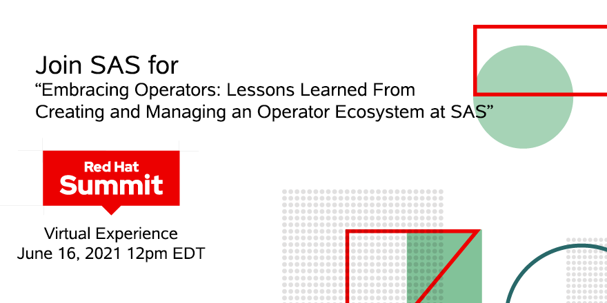 SASsoftware's tweet photo. You won't want to miss these lessons learned for running #kubernetes on @openshift during today's @RedHatSummit where SAS is a proud Gold Sponsor. 

https://t.co/U0fO6psd8C

#RHSummit https://t.co/OqfXLXWxM0
