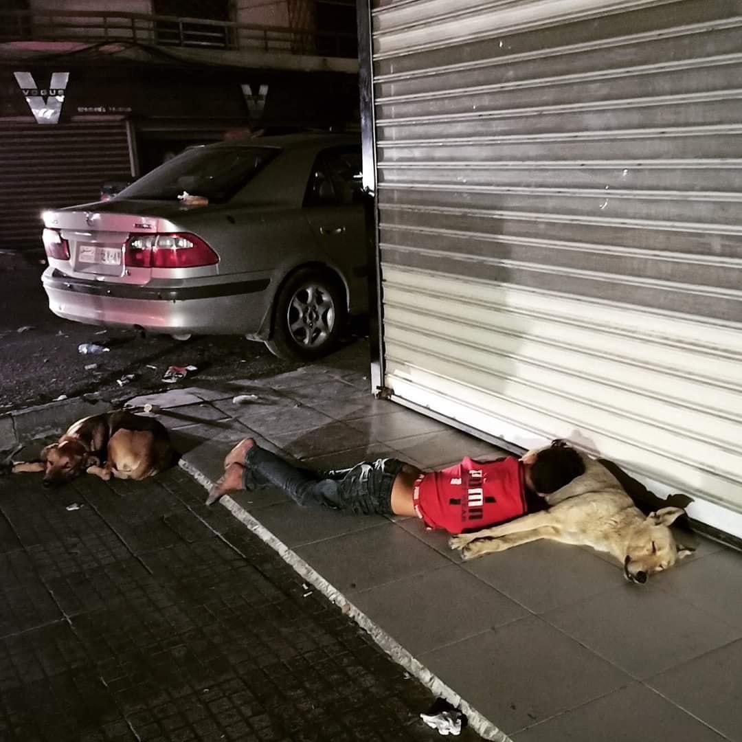 SChikhmousa's tweet photo. A circulating picture of a Syrian child sitting with a dog and sleeping on the floor in Bint Al-Shawish Street in the center of #Lattakia the birthplace of Al-Assad.
It seems that he is one of the homeless and needy children and has no shelter!!

#SaveChildren #Syria https://t.co/F8H17OAYTg