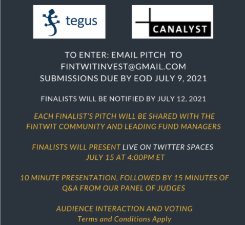 stock_pitch's tweet photo. 3+ weeks remain to submit your "pitch" for the inaugural Fintwit Stock Pitch Challenge.

Retweet this for a Follow-back.

...previous Retweeters include:
@jposhaughnessy
@ChrisBloomstran
@modestproposal1
@RampCapitalLLC
@JeffMacke
@MebFaber
😱

This time we want some A-Teamers... https://t.co/CtzmXrYxy5