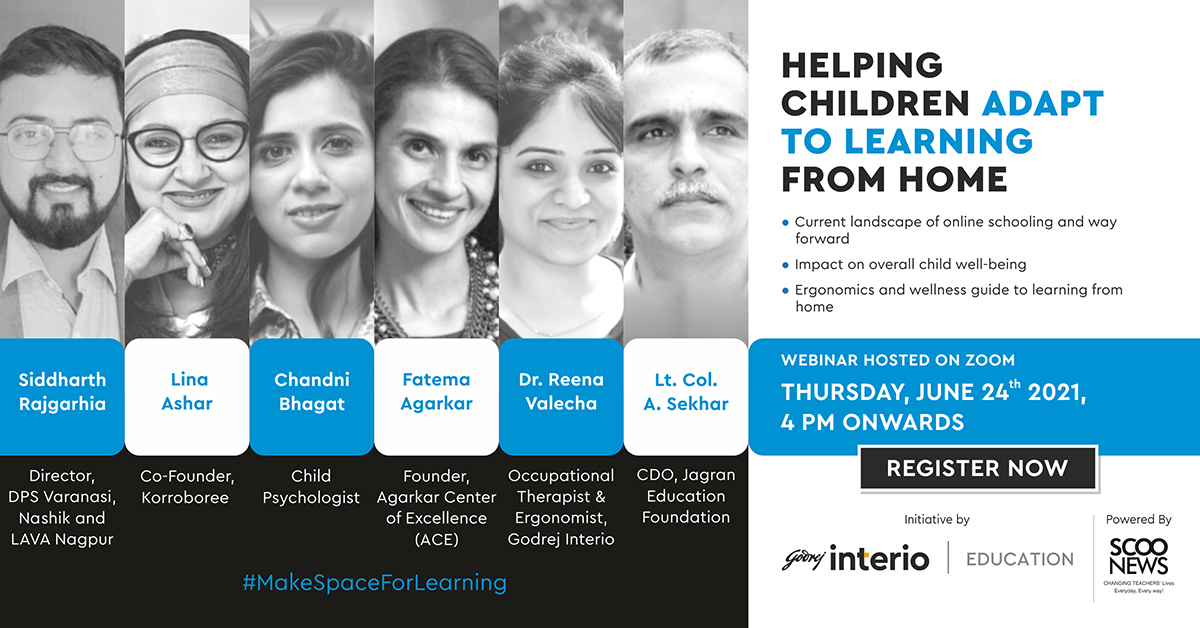 ScooNews's tweet photo. Join us as our panel of experts &amp; educators touch upon core concerns impacting children today, as they learn from home

24 Jun | 4 PM

Register:
https://t.co/x6eH6xAQwx

Agenda &amp; speaker profiles:
https://t.co/I4qddqvVyo

@GodrejInterio4U
#parents #teachers #makespaceforlearning https://t.co/9KS2tKc4Ui