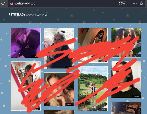 Toc Toc "petitelady". 
Il sito ha dei contenuti non adatti.
#CP #YoungGirlsPhotos
Dimenticavo.. siamo dentro 🇮🇹
A breve sarà da buttare! ⛏⛏⛏
#Anonymous #K #Italy #Hacked