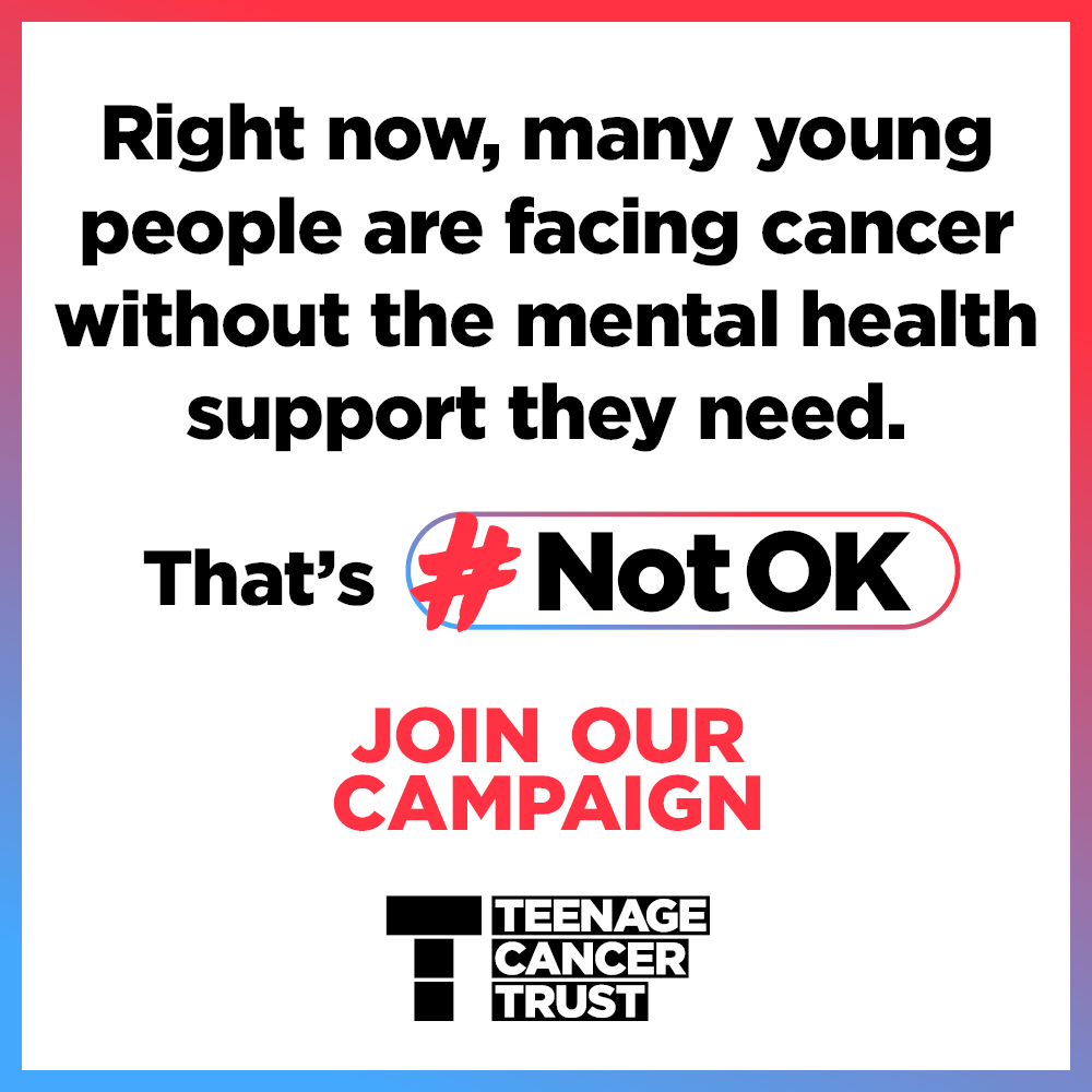 Right now, many young people are facing cancer without the mental health support they need. 

The impact of coronavirus is making the situation even worse. 

It’s #NotOK.

Today we launch our campaign to change this – email your MP and join our campaign: teenagecancertrust.org/notok