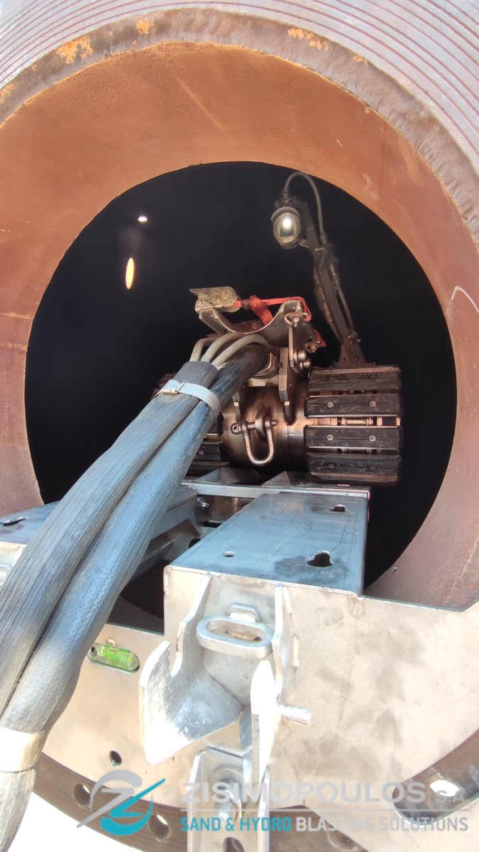 ZisimopoulosS's tweet photo. Another new project of NME (Non man entry ) #cleaning starts! The cleaning of a 40 meter diameter storage #tank was assigned to #ZISIMOPOULOS S.A and will be conducted  using  our tank cleaning #robot specially designed for #ATEX Zone 0 enviroment. https://t.co/WNipa9ml6N