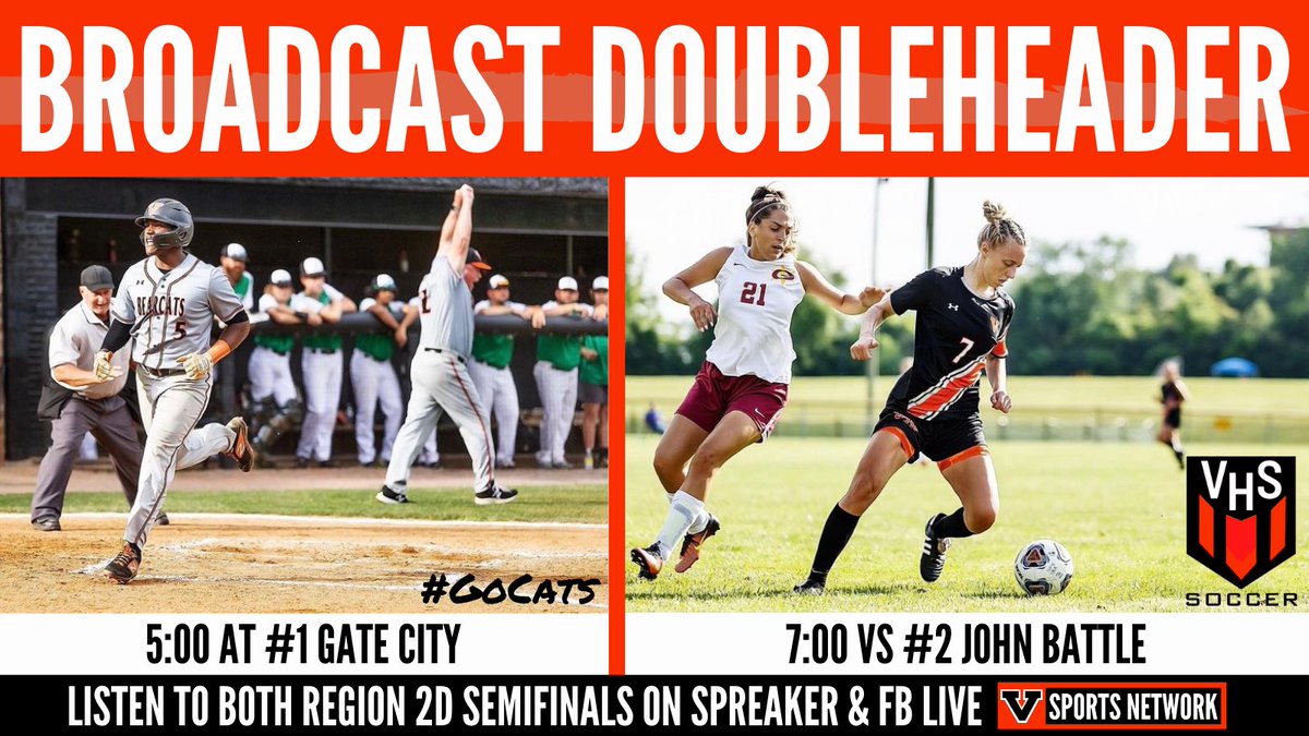 bearcatnetwork's tweet photo. 🚨Broadcast doubleheader for the Region 2D Semis!

For the 1st time ever, ⚽️ will be broadcast on our network! We’ll be remotely broadcasting the baseball game at GC from Sugar Hollow then calling the Girls Soccer match vs JSB!

Coverage starts at 4:55
➡️ https://t.co/7dhgLIbC0O https://t.co/TcKXUFB6mH